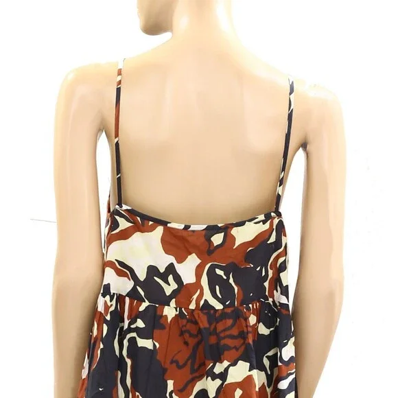 Tanya Taylor Printed Tunic Slip Mini Dress Sleeveless Tiered Beach S NEW 278278